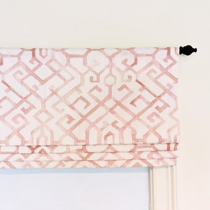 Faux (fake) Flat Roman Shade Valance.  Premier Prints Jing Slub Canvas Blush. Other colors available.