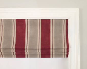 Faux (fake) flat roman shade valance. Custom Sizing. Waverly Country Club Crimson.