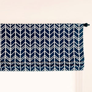 Faux Roman Shade Valance. Custom Sizing.  Premier Prints Bogatell Vintage Indigo.