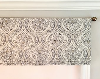 Faux (fake) flat roman shade valance. Custom Sizing. Magnolia Home Fashions Marsala Pebble.
