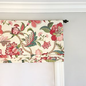 Faux (fake) flat roman shade valance.  Custom Sizing.  P Kaufmann Finders Keepers Raspberry.