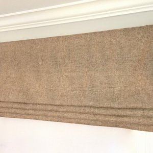 Faux Roman Shade Valance.  Custom Sizing.  More colors available.  Covington Belfast Caramel.