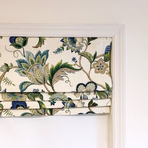 Faux (fake) flat roman shade valance. Custom Sizing. P Kaufmann Brissac Linen Sapphire.