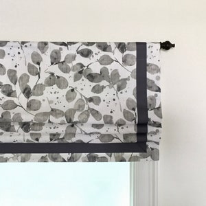 Faux roman shades,  Premier Prints Grove Iron Slub Canvas With Black Grosgrain Ribbon Trim.