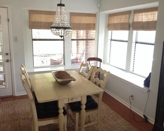 Faux (fake) flat roman shade valance.  Perfect solution!  Custom Sizing. Burlap Natural.