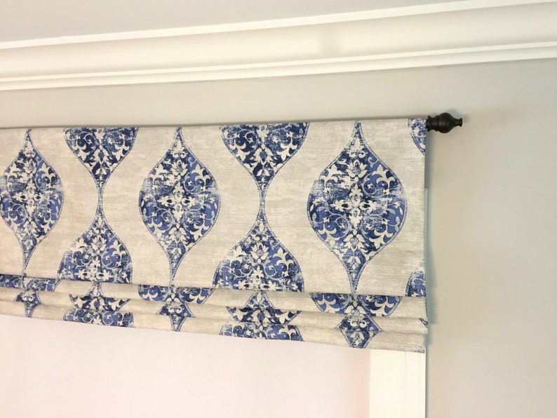 Faux Roman Shade. Blue and Beige. Custom Sizing. More Colors Etsy