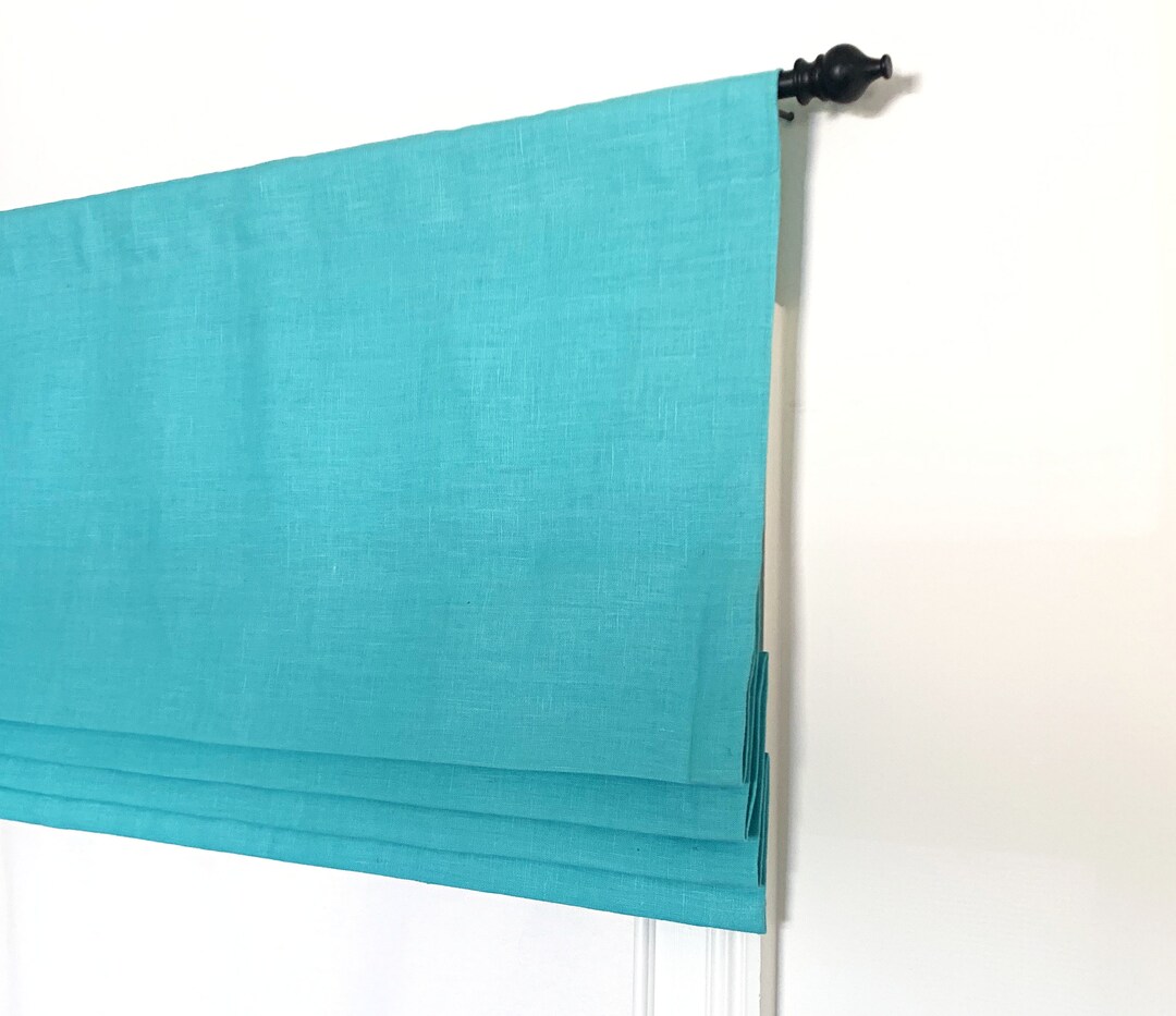 Faux Roman Shade Valance. European 100 Linen Turquoise. Etsy