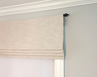 Faux Roman Shade Valance. Custom Sizing. Premier Prints Slub Linen Natural.