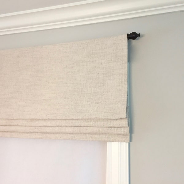 Faux Roman Shade Valance. Custom Sizing. Premier Prints Slub Linen Natural.