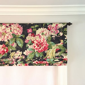 Faux Roman Shade Valance. Custom Sizing. Waverly Floral Engagement Twill Nightfall.