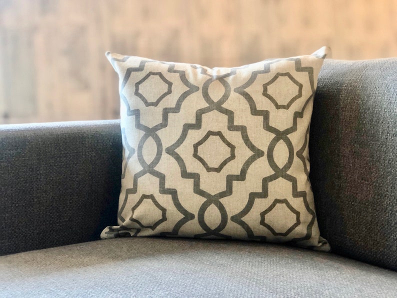 Grey Brown and Cream Farmhouse Accent Pillow Cover. Invisible Etsy