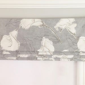 Faux (fake) Flat Roman Shade Valance. Magnolia Home Fashions Calla Dove.  Colors include grey, brown and ivory. Other colors are available:)