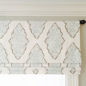 Mock roman shade valance. Your choice of fabric up to 10 dollars/yard included Custom Sizing. Premier Prints Monroe Snowy image 1