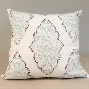 Blue, Gray and White  Accent Pillow Cover 'Monroe Snowy'