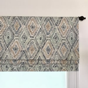 Faux (fake) flat roman shade valance. Custom Sizing. Richloom Ricochet Bluestone.