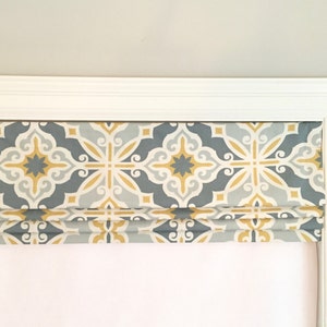 Faux (fake) flat roman shades, valance. Custom Sizing. Premier Prints Harford Macon.