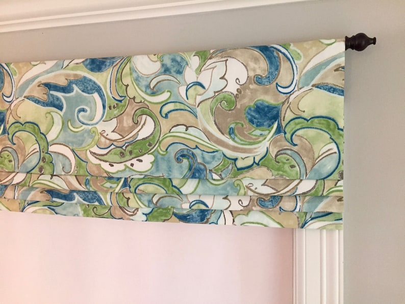 fake SwavelleMill Creek IndoorOutdoor Leena Dew Other colors available. Flat Roman Shade Valance Faux