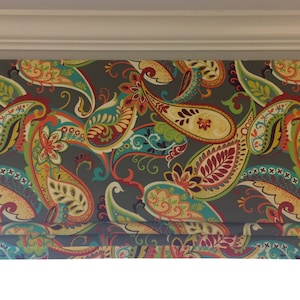 Faux (fake) flat roman shade valance.  Custom Sizing.  Covington Whimsy Mardi Gras
