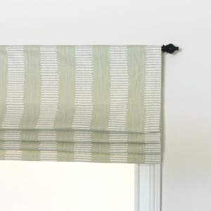 Faux (fake) flat roman shade valance. Custom Sizing. Premier Prints Dash Slub Linen Endive.