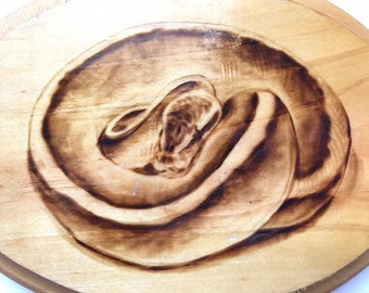 Hand-Burned Ball Python on Pine