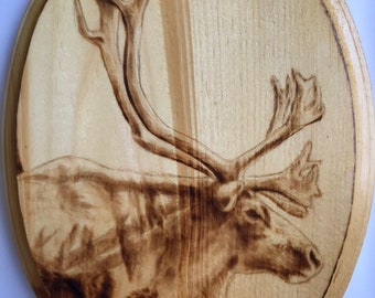 Hand-Burned Caribou on Pine