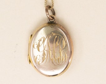 Antique Gold Filled Locket - 1900s Edwardian Monogram Locket