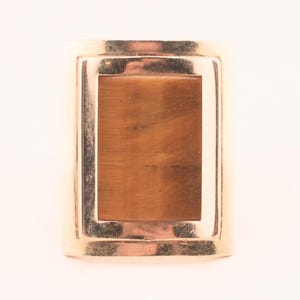 Vintage 14k Tiger&#39;s Eye Ring - 1970s Modernist Tiger&#39;s Eye Statement Ring