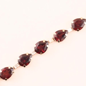 Vintage 10k Garnet Tennis Bracelet - Vintage Gemstone Bracelet, January Birthstone