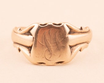 Vintage 10k Gold Signet Ring – 1960s Monogrammed