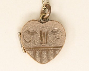 Super Sweet Vintage Gold Filled Heart Locket - 1910s Edwardian Heart Locket, Rose Gold Filled