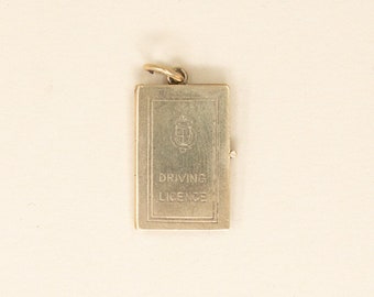Vintage 9k Driver's Licence Charm - 1964 Mid Century Solid Gold Charm,