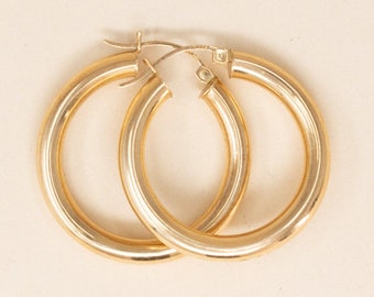 Vintage 10k Hoop Earrings, Statement Earrings - Vintage Yellow Gold Hoops, Chunky Hoop Earrings