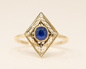 Antique 18k Sapphire Ring - 1920s Edwardian Sapphire Ring, Conversion Jewelry, September Birthstone