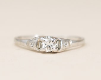 Vintage 18k Diamond Ring - 1930s Simple Diamond Ring, April Birthstone