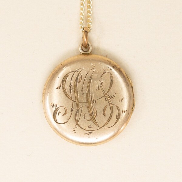 Antique Gold Filled Locket - 1900s Edwardian Monogram Locket