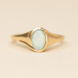 Vintage 10k Opal Ring - 1990s 10k Opal Stacking Ring, October Birthstone