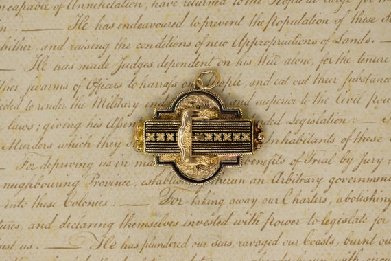 Antique Gold Filled Enamel Buckle Pendant - 1880s… - image 1