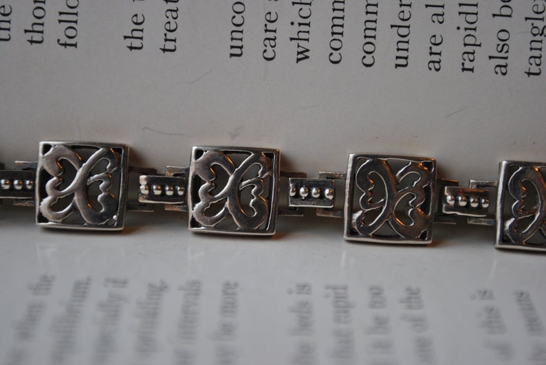 Free Shipping Signed Vintage Sterling Bracelet 1970s Heavy Silver Bracelet