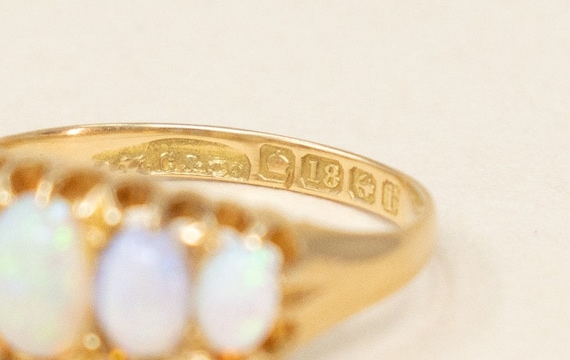Antique 18k Yellow Gold Opal Ring - Edwardian Sta… - image 6
