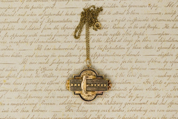 Antique Gold Filled Enamel Buckle Pendant - 1880s… - image 7