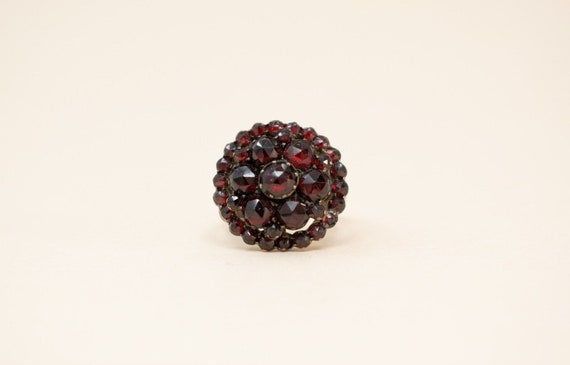 Antique 14k Garnet Ring, Rose Cut Garnet Ring - 1… - image 1