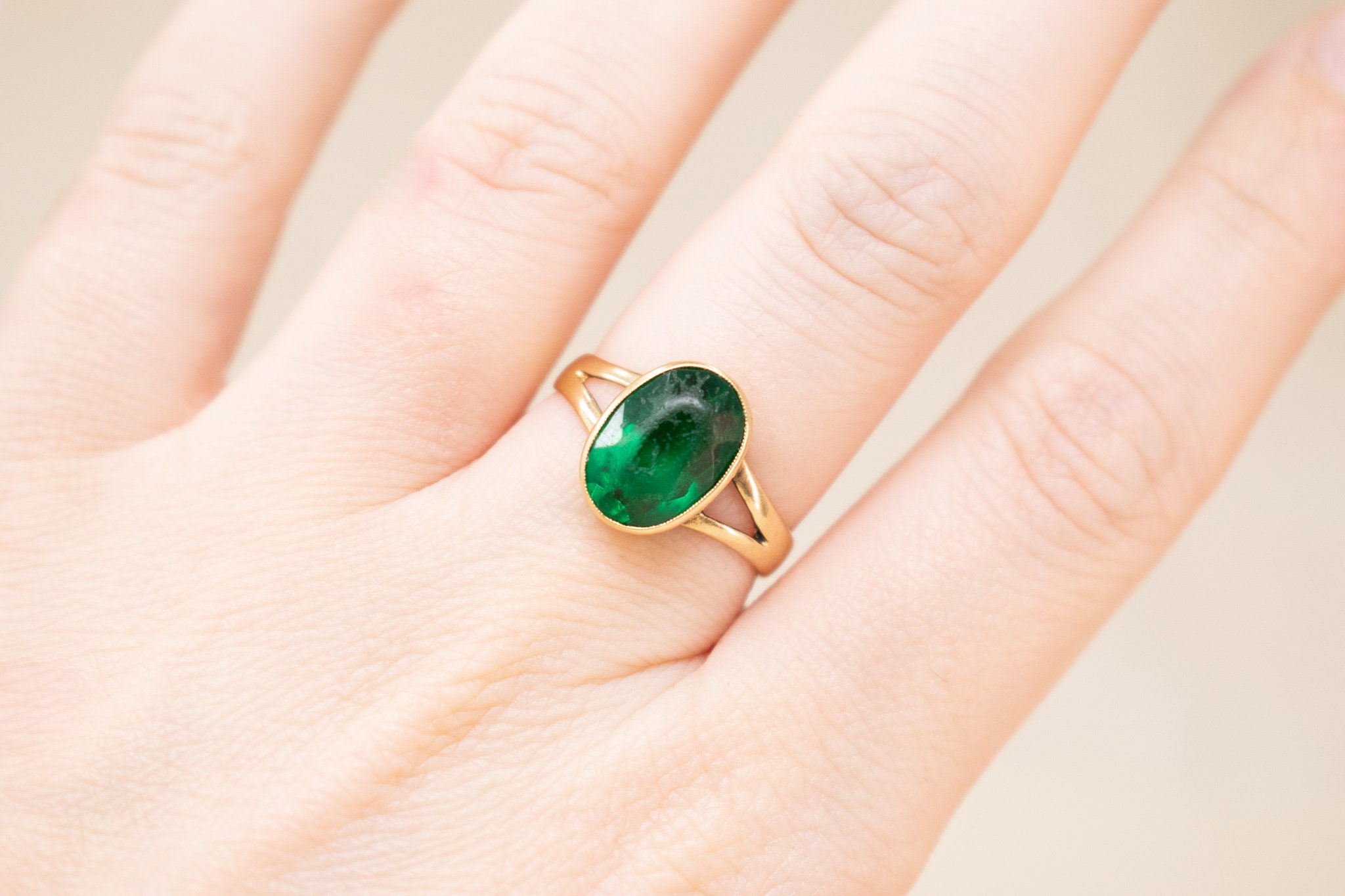 c. 1790-1800 Diamond & Green Strass Glass Firmament-type Ring