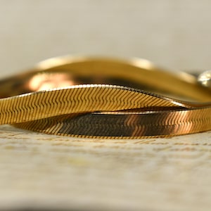 Vintage 10k Herringbone Chain, Statement Necklace -  Vintage Gold Chain, Chunky Chain, Layering