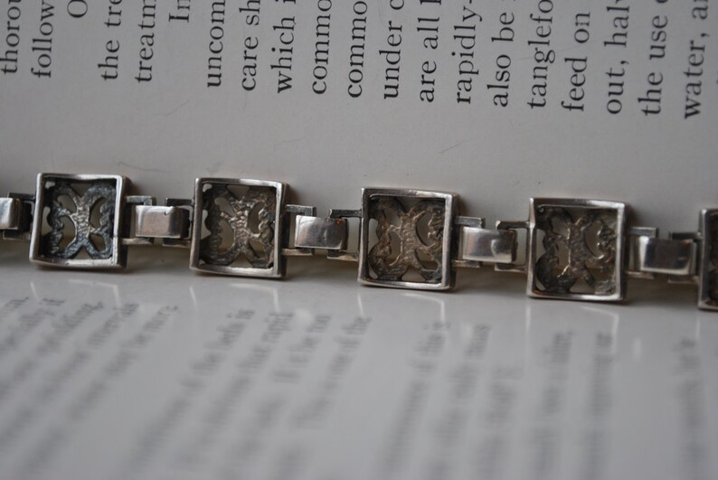 Free Shipping Signed Vintage Sterling Bracelet 1970s Heavy Silver Bracelet