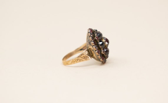 Antique 14k Garnet Ring, Rose Cut Garnet Ring - 1… - image 5