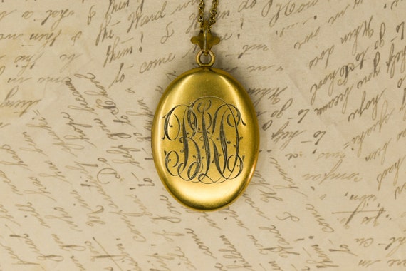 Antique Locket, Gold Filled, Flowers & Cross Lock… - image 2