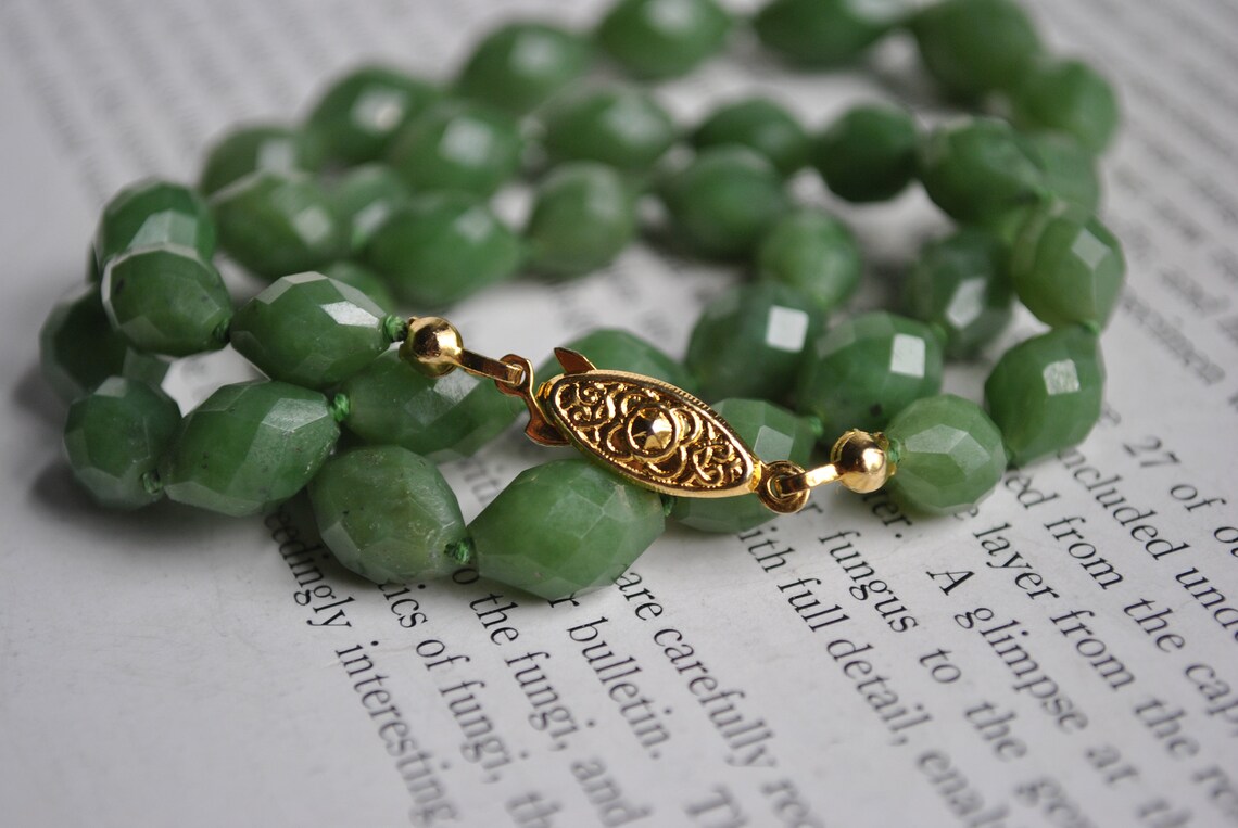 Vintage Jade Necklace Faceted BC Jade Beads 1960s Mid | Etsy