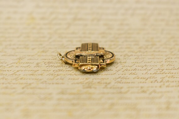 Antique Gold Filled Enamel Buckle Pendant - 1880s… - image 3