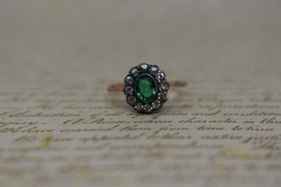 Delicate Antique 9k Sterling Paste Ring - 1910s Ed