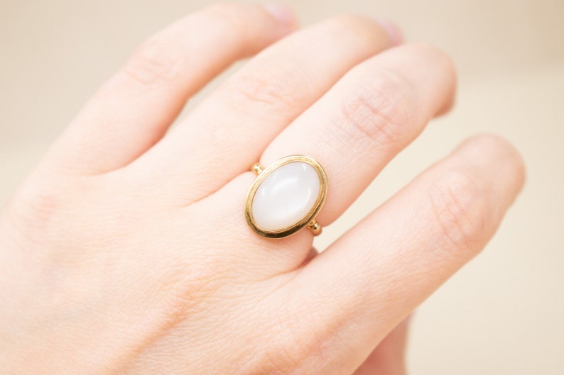 Vintage 9k Moonstone Ring Lovely Handmade Vintage Ring, Magical Moonstone Statement Ring image 6